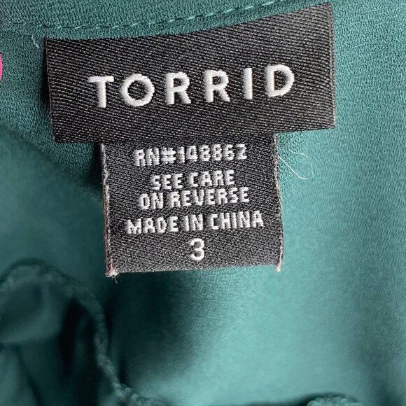 TORRID Harper Emerald Button-Front Georgette Roll-Tab Sleeve Shirt Size 3X - Picture 6 of 8